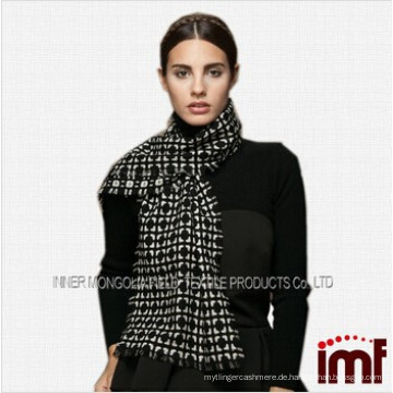 Klassischer schwarz-weiß karierter Schal,großer Schal aus reiner Wolle